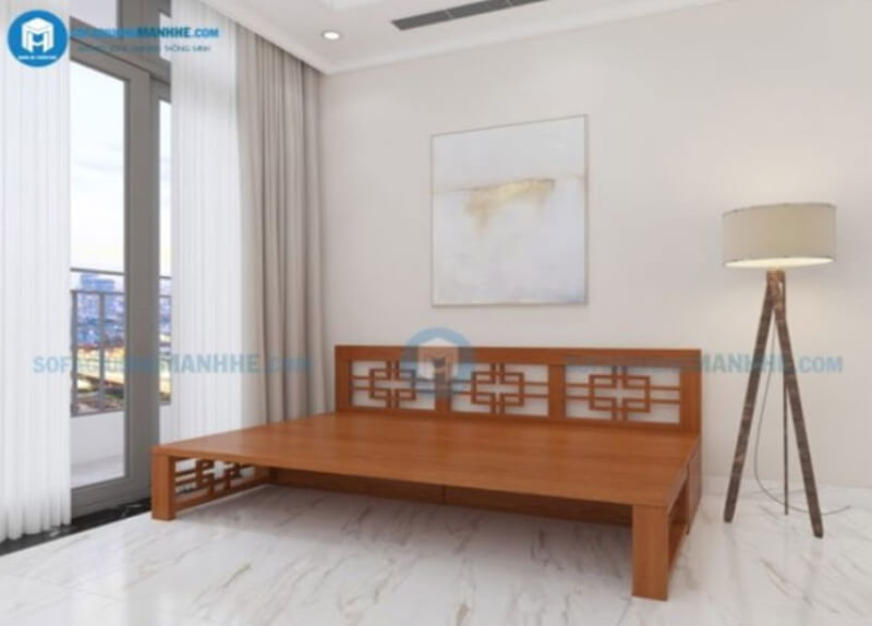 Mẫu giường gấp thành ghế bằng gỗ mã VIP - 01